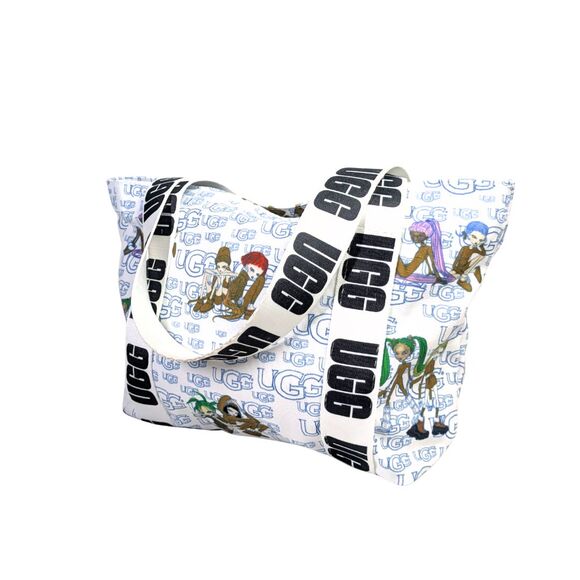 UGG Multicolor Print White Canvas Shopper Tote - Picture 1 of 5